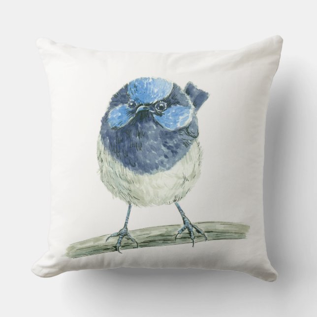 Fairy wren throw pillow (Front)