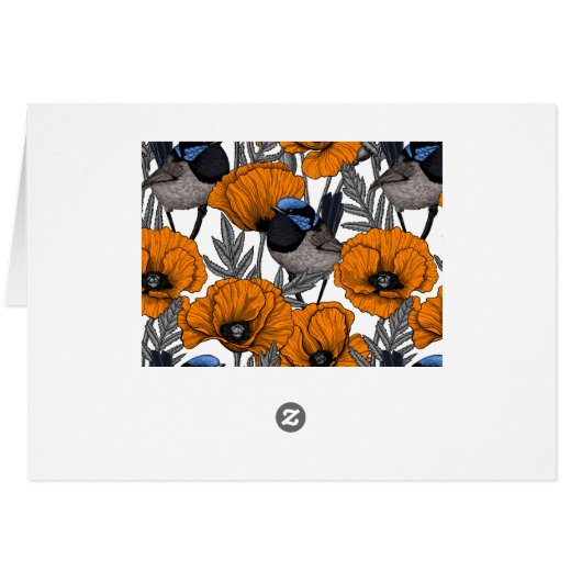 Fairy wrens and orange poppy flowers 2 (Back Horizontal)