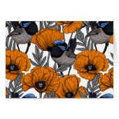 Fairy wrens and orange poppy flowers 2 (Front Horizontal)