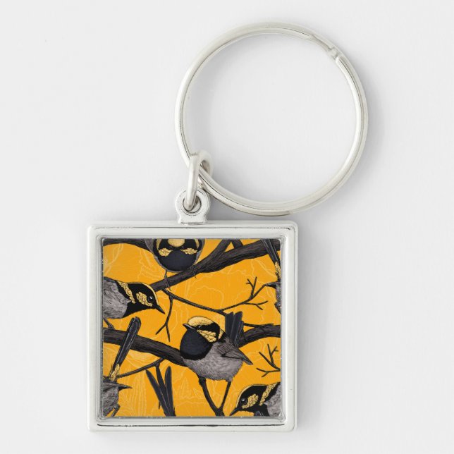 Fairy wrens in yellow keychain (Front)