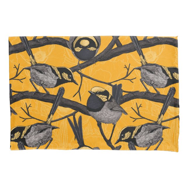 Fairy wrens in yellow pillow case (Front)