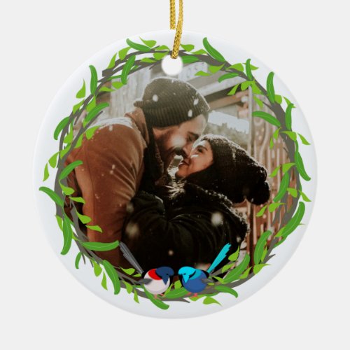 Fairy Wrens Photo Frame Ceramic Ornament