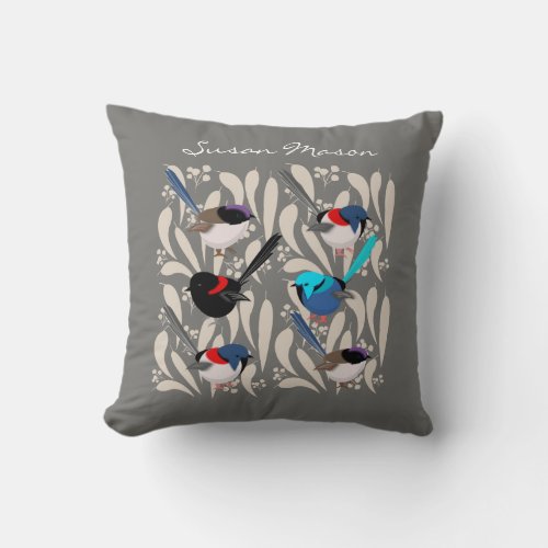 Fairy Wrens Throw Pillow