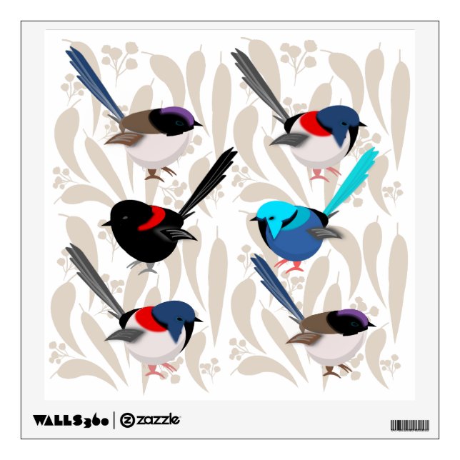 Fairy Wrens Wall Decal (Front)
