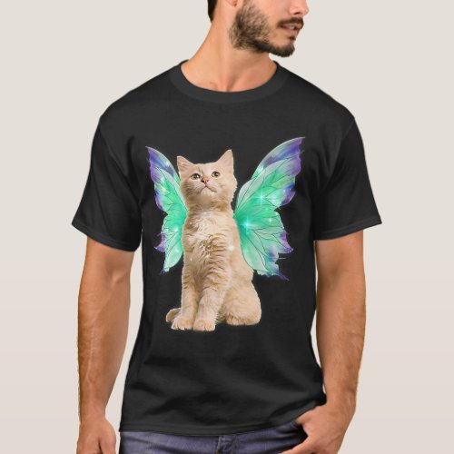 Fairycore Aesthetic Fairy Cat Realistic Faecore T_Shirt