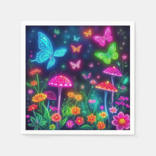 Fairycore-Butterflies Flowers and Mushrooms Napkins