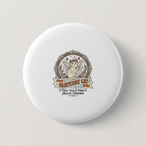 Fairycore Cat Fairycore Cat Vintage Vector Art Shi Button
