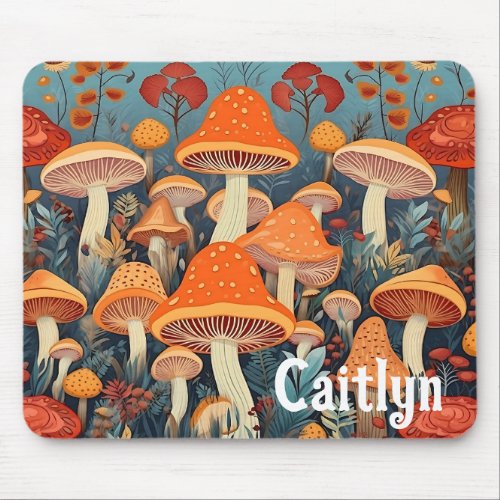 Fairycore Colorful Forest Mushrooms Personalized Mouse Pad