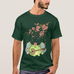 Fairycore Esthetic Fairy Frog Playing Banjo Cherr T-Shirt