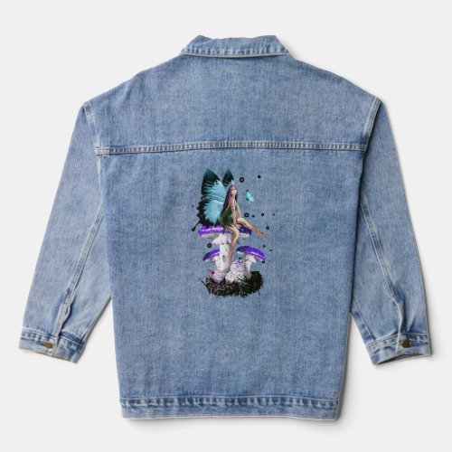 Fairycore Fairy And Mushroom Grunge Aesthetic Cott Denim Jacket