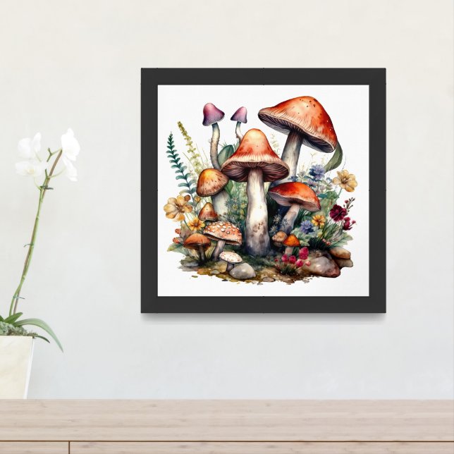 Fairycore Fairytale Mushrooms Funghi Framed Art (Entryway)