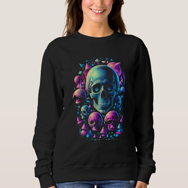 Fairycore Mushroom Skulls Aesthetic Vaporwave dark Sweatshirt (Front)