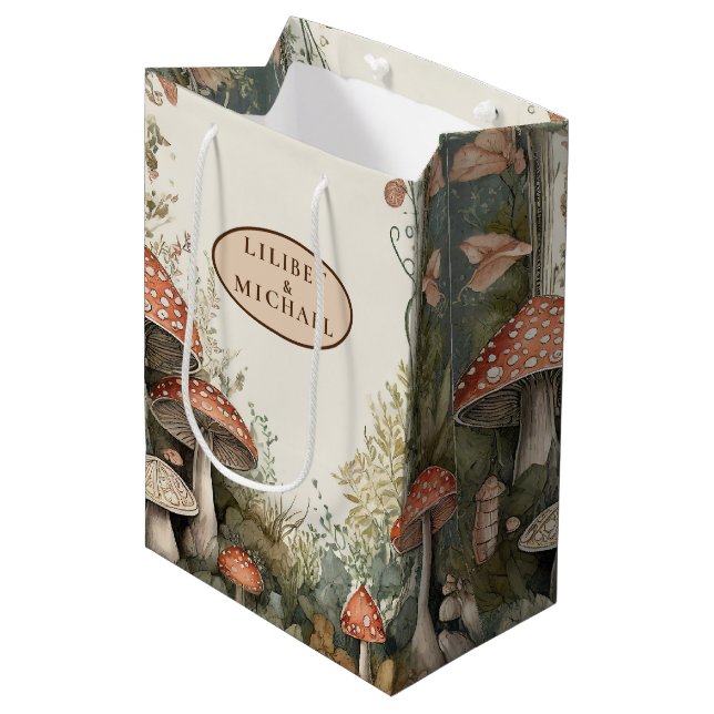 FAIRYCORE Mushrooms Goblincore Custom Gifts Medium Gift Bag (Front Angled)