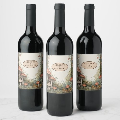 FAIRYCORE Mushrooms Goblincore Custom Gifts Wine Label