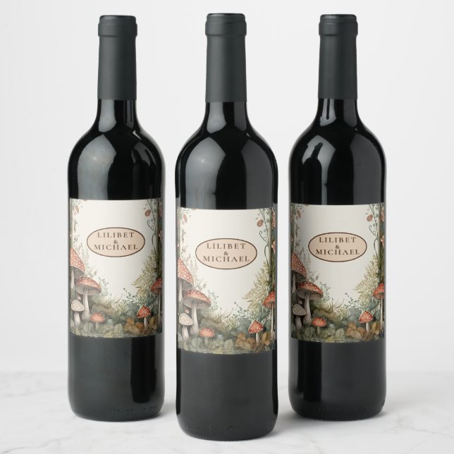 FAIRYCORE Mushrooms Goblincore Custom Gifts Wine Label (Bottles)