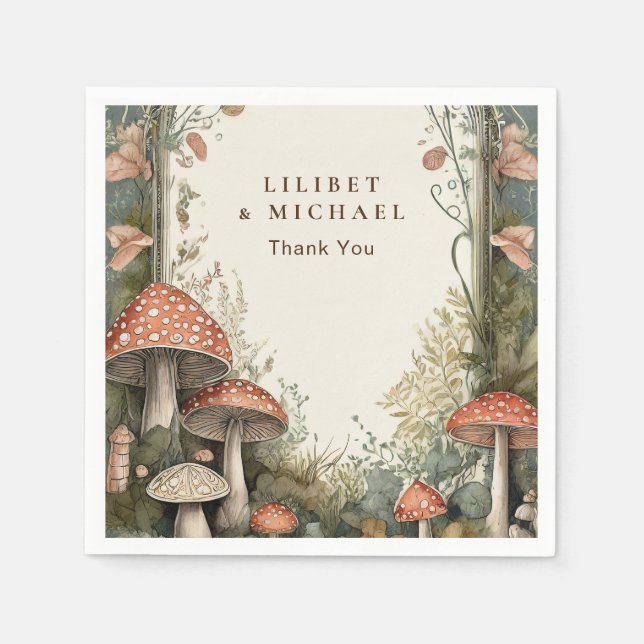 FAIRYCORE Mushrooms Goblincore Custom Party Napkins (Front)