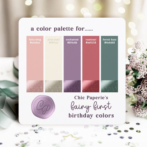 Fairycore Pink Green Purple Color Palette Card