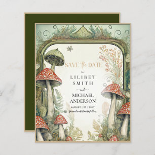 Fairycore Save the Date Green Gold Woodland