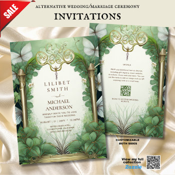 Fairycore Wedding Invitation Fairytale Green Gold by invitationz at Zazzle