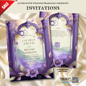 Fairycore Wedding Invitation Fairytale Purple Gold by invitationz at Zazzle