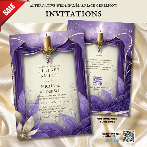 FAIRYCORE WEDDING INVITATION FAIRYTALE PURPLE GOLD