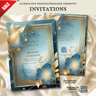 FAIRYCORE WEDDING INVITATION FAIRYTALE TEAL GOLD