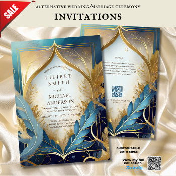 Fairycore Wedding Invitation Fairytale Teal Gold by invitationz at Zazzle