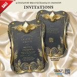 Fairycore Wedding Invitations Fairytale Black Gold at Zazzle