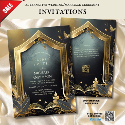 FAIRYCORE WEDDING INVITATIONS FAIRYTALE BLACK GOLD