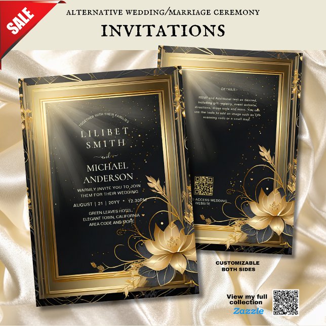 FAIRYCORE WEDDING INVITATIONS FAIRYTALE BLACK GOLD (Creator Uploaded)