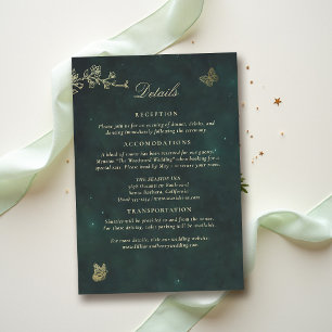 Fairycore Woodland Emerald Green Details Wedding Enclosure Card