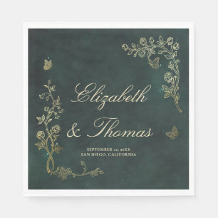 Fairycore Woodland Emerald Green Magical Wedding Napkins