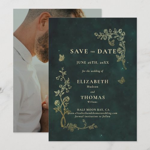 Fairycore Woodland Emerald Green Magical Wedding  Save The Date