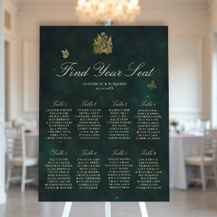 Fairycore Woodland Emerald Wedding Seating Chart Foam Board