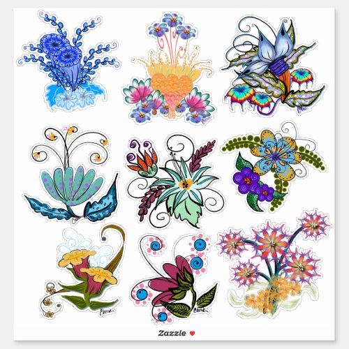 Fairyland Flowers  White or Clear Sticker