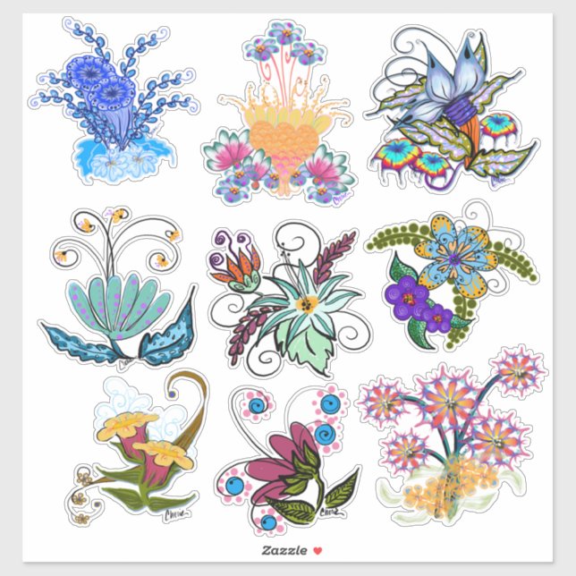 Fairyland Flowers | White or Clear Sticker (Sheet)