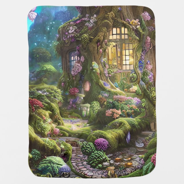 Fairyland Forest Graphic Baby Blanket (Front)