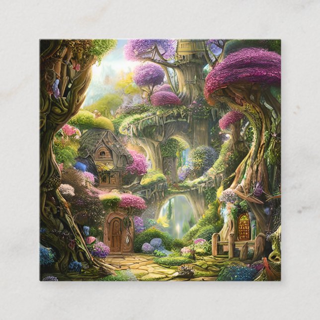 Fairyland Forest Graphic Square Business Card (Front)