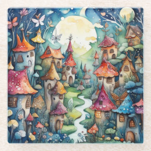 Fairyland magic castle glass coaster