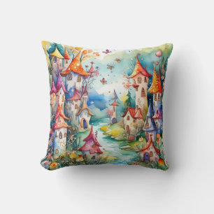 Fairyland magic castle throw pillow