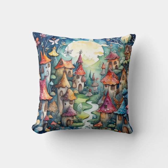 Fairyland magic castle throw pillow (Front)