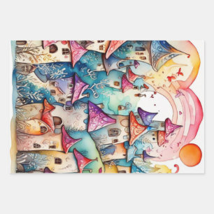 Fairyland magic castle wrapping paper sheets