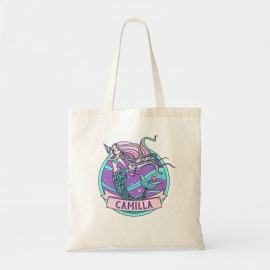 Fairyland Mermaid Cute Dainty Pink Personalized Tote Bag Cute Dainty Pink Personalized Tote Bag