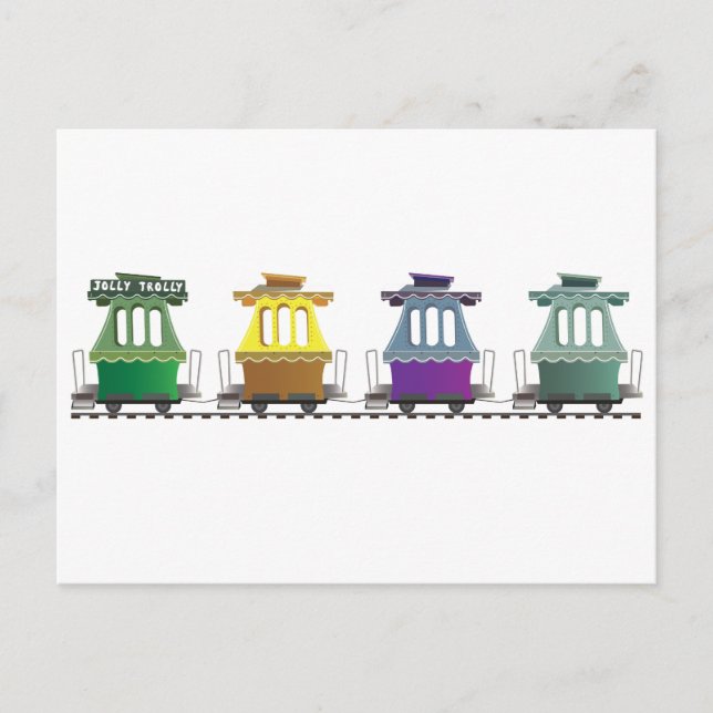 Fairyland's Jolly Trolly in Oakland Holiday Postcard (Front)