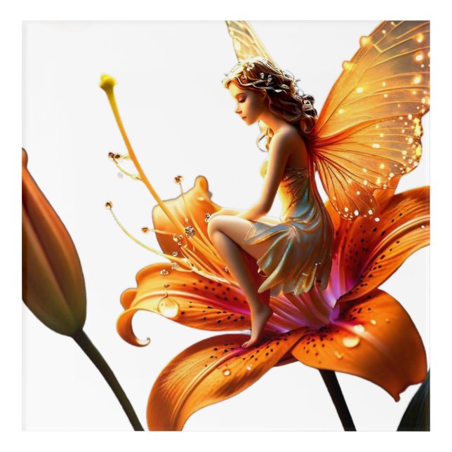 Fairy's Gentle Perch Acrylic Print (Front)
