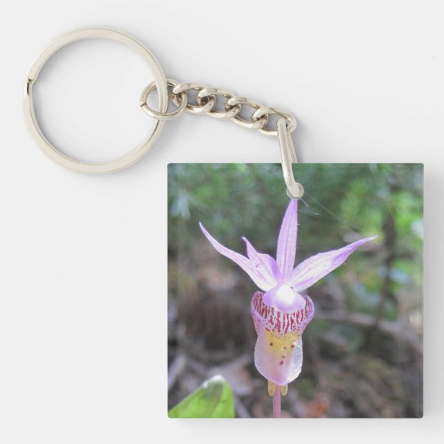 Fairyslipper Orchid Flower Keychain (Front)