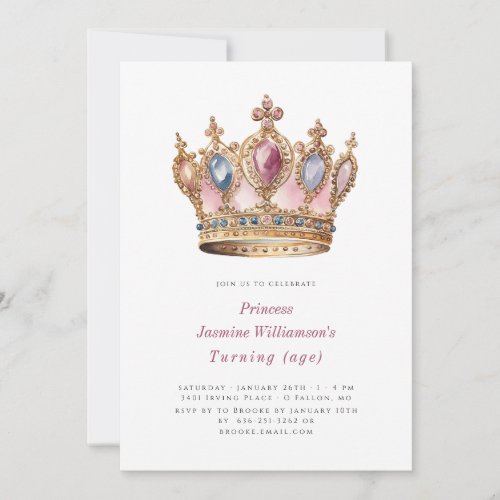 Fairytail princess  pink birthday party  invitation