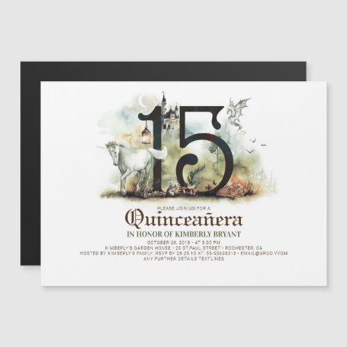 Fairytale 15th Birthday Quinceanera Magnetic Invitation
