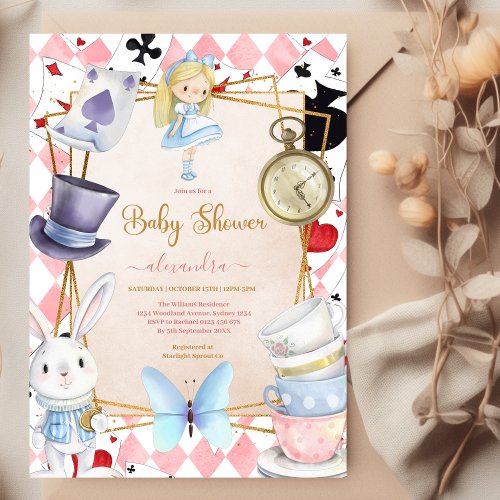 Fairytale Alice in Wonderland Baby Shower Invitation