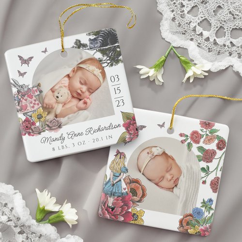Fairytale Alice in Wonderland Baby Stats Photo Ceramic Ornament